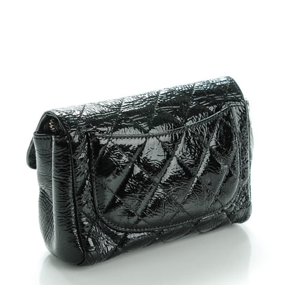 Chanel Distressed Patent Quilted Flap Cosmetic Case Black 3 of 8