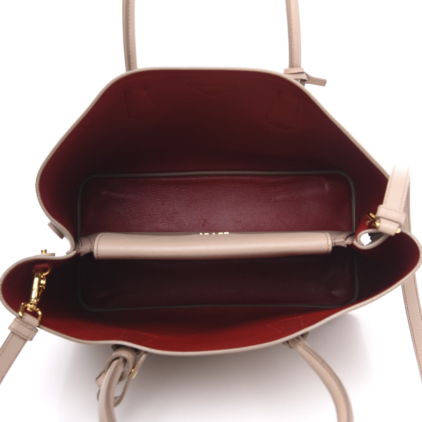 Saffiano Cuir Medium Double Bag Cammeo