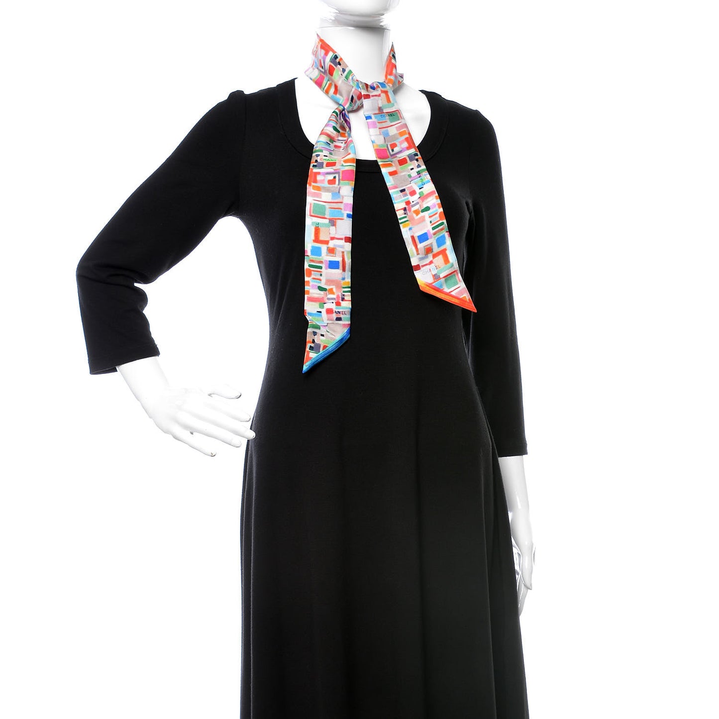 Silk Slim Bandeau Scarf Multicolor Red