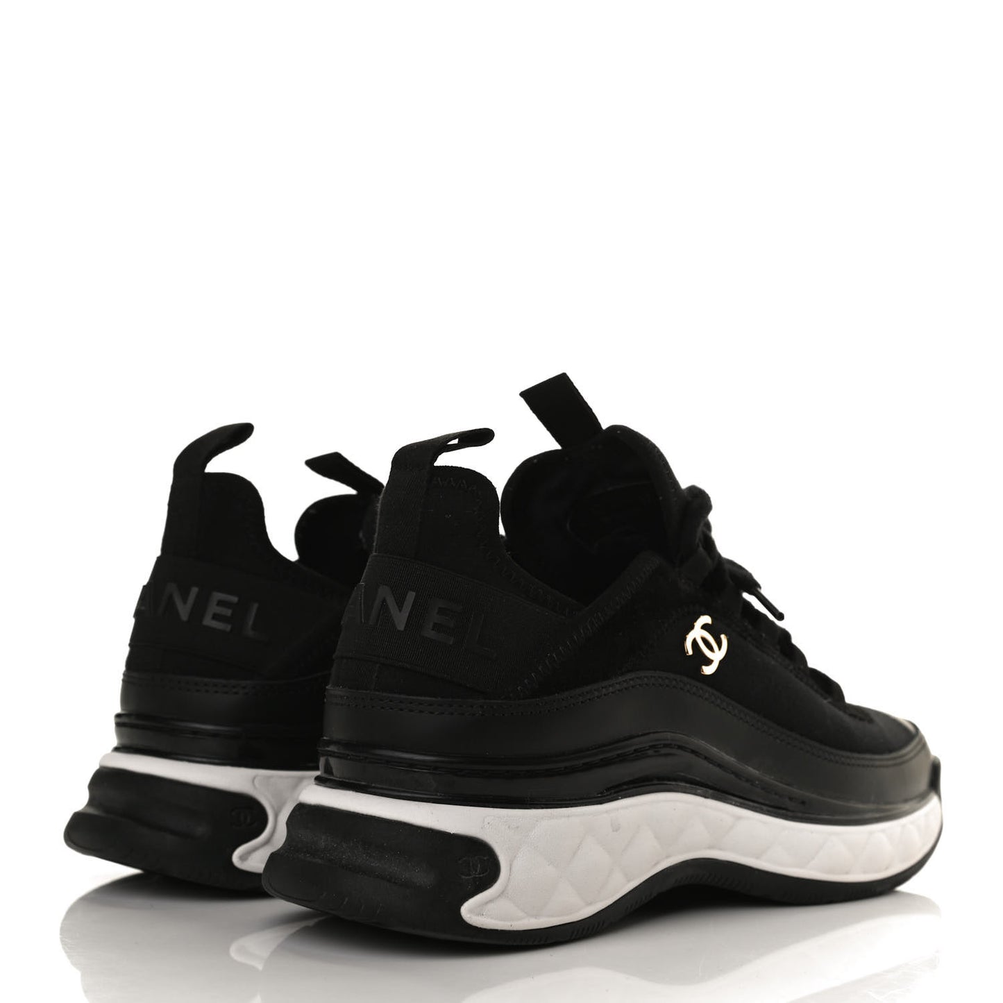 Velvet Calfskin Mixed Fibers CC Sneakers 37 Black