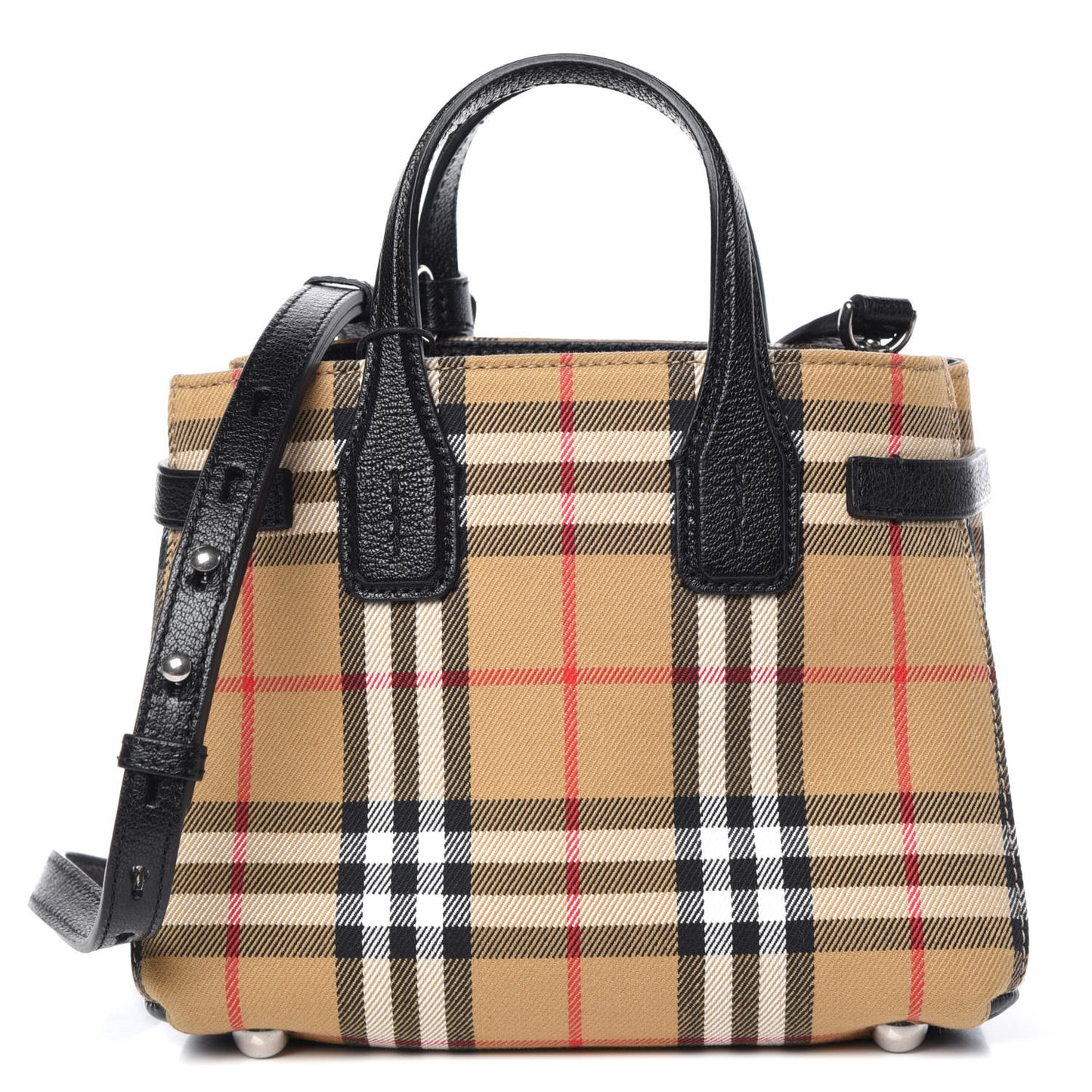 Goatskin Vintage Check Baby Banner Tote Black