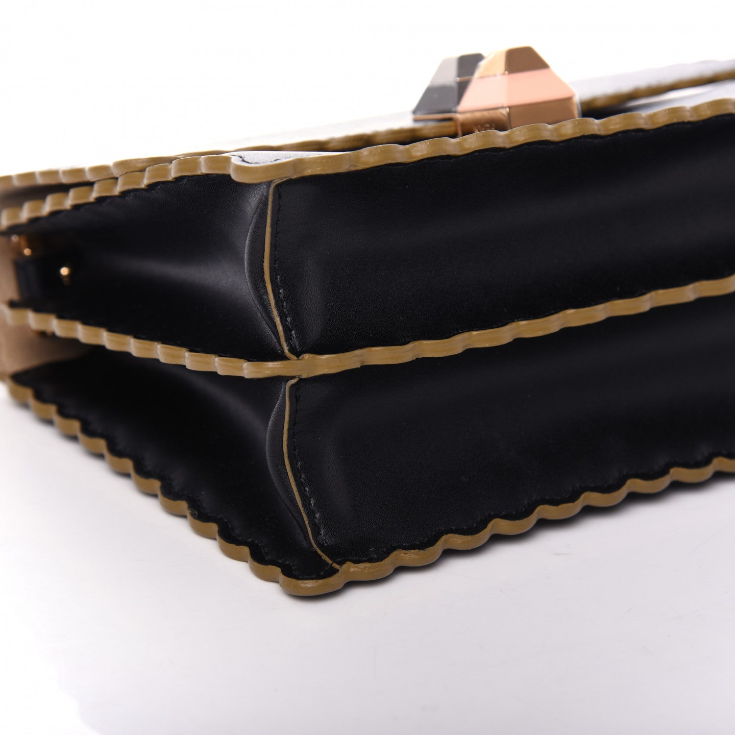 Fendi Vitello Liberty Scalloped Studded Small Kan I Shoulder Bag Black 8 of 9