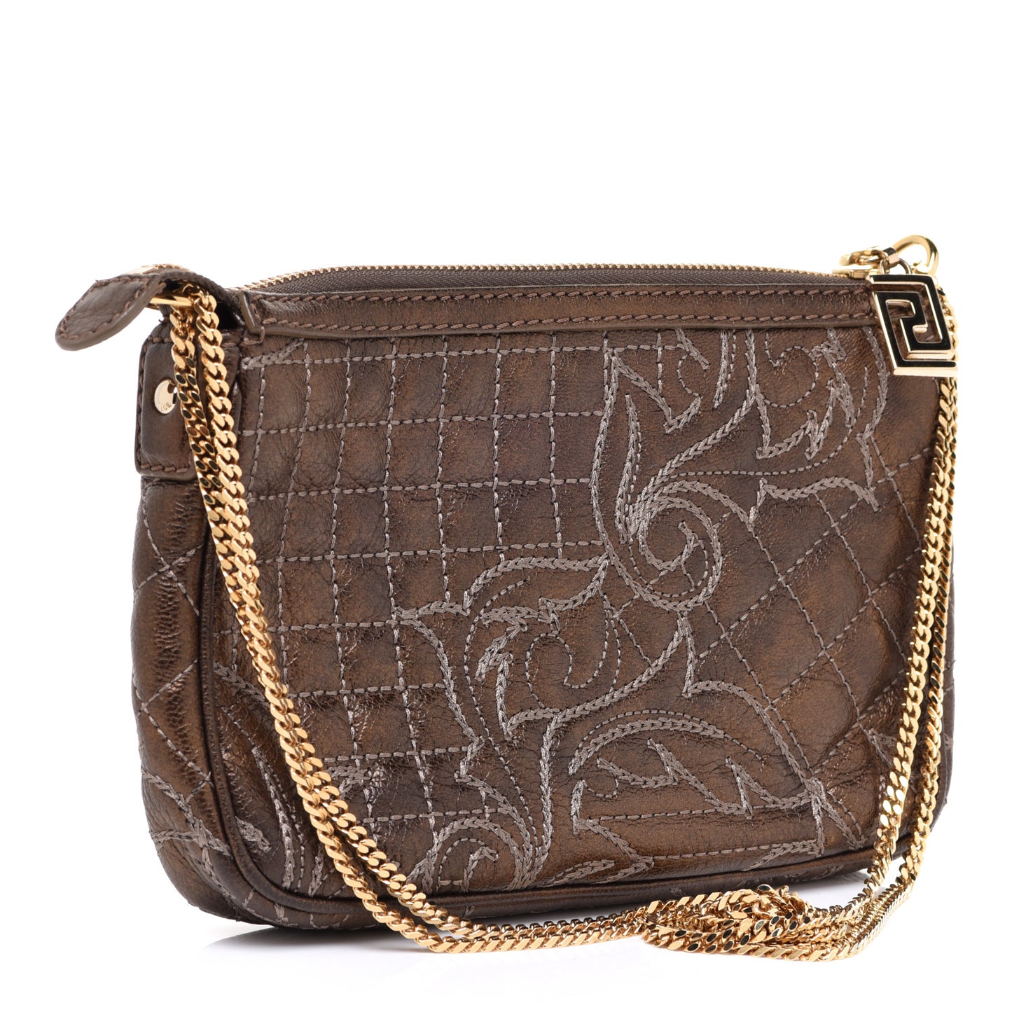 Metallic Nappa Barocco Quilted Vanitas Chain Pochette Bronze