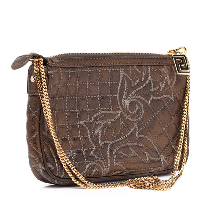 Versace Metallic Nappa Barocco Quilted Vanitas Chain Pochette Bronze 2 of 8