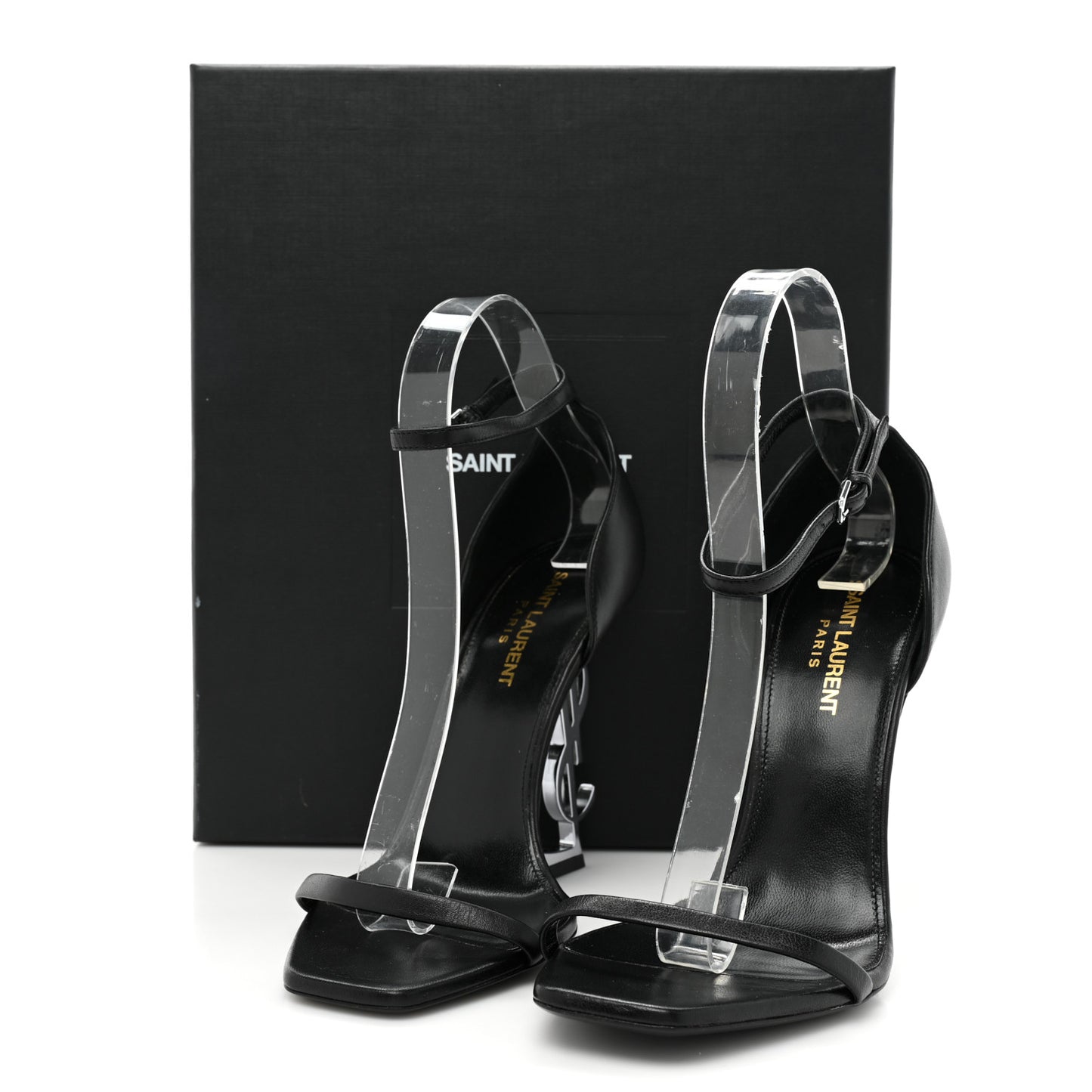 Calfskin Opyum 110 Sandals 38.5 Black Silver
