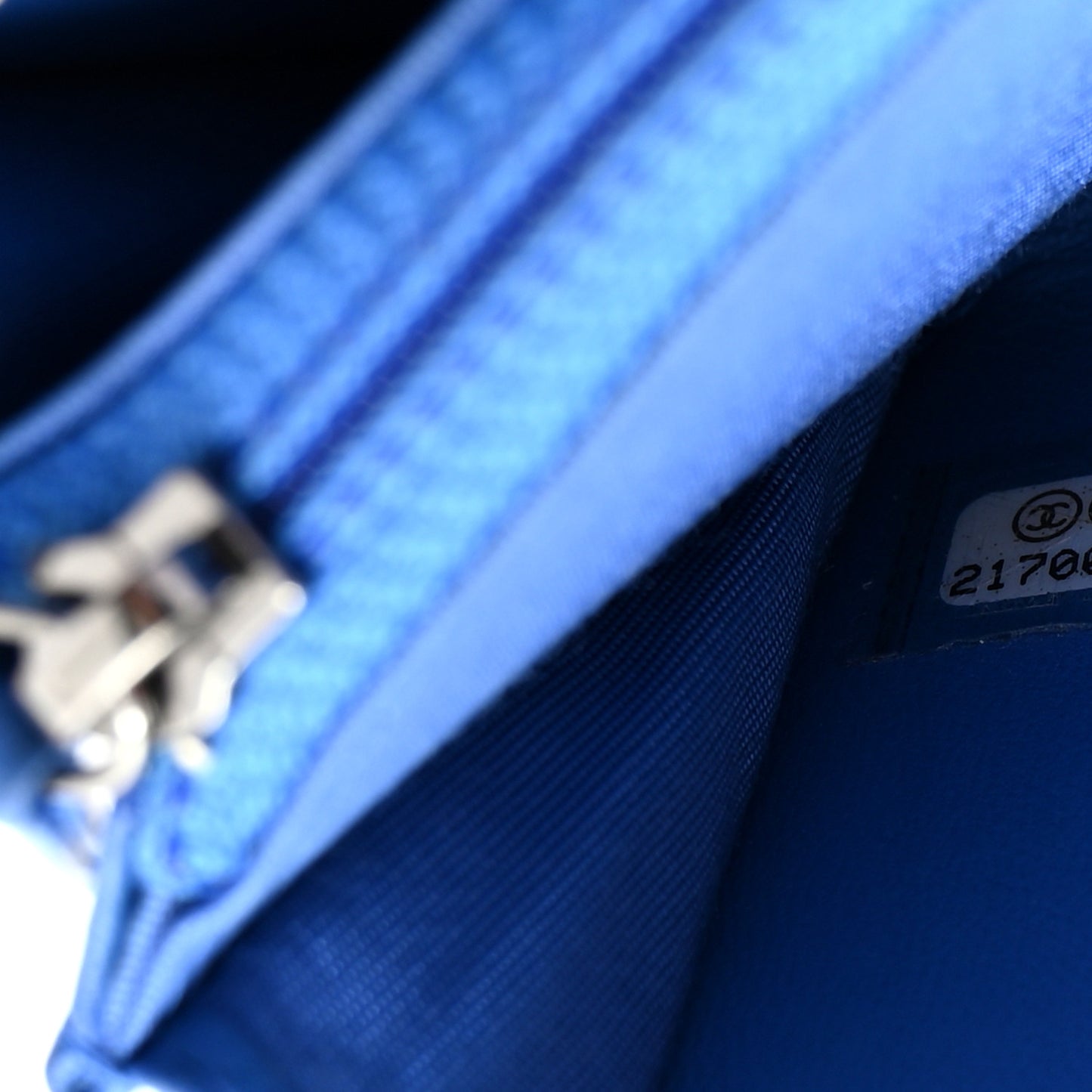 Lambskin Quilted CC Crossing Small Zip Around Wallet Blue