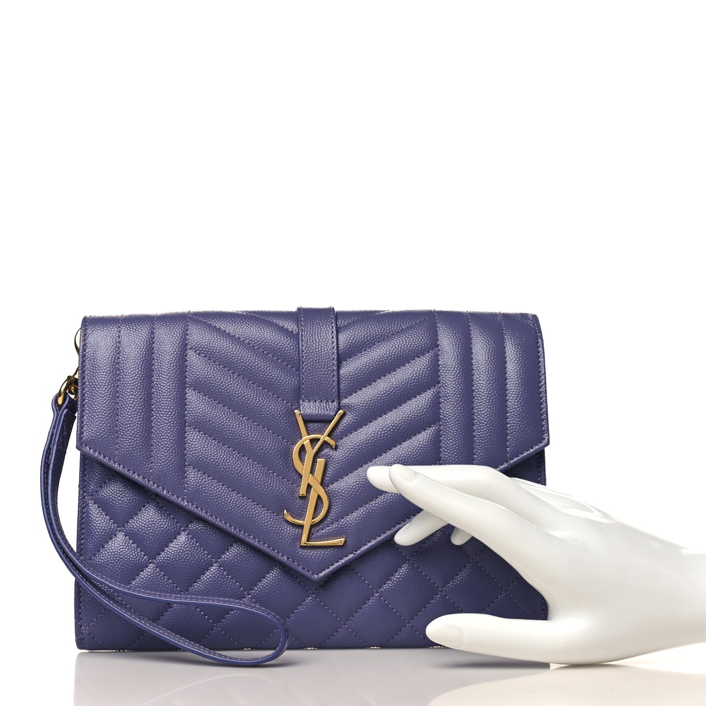 Grain De Poudre Textured Mixed Matelasse Triquilt Monogram Clutch Dark Wisteria