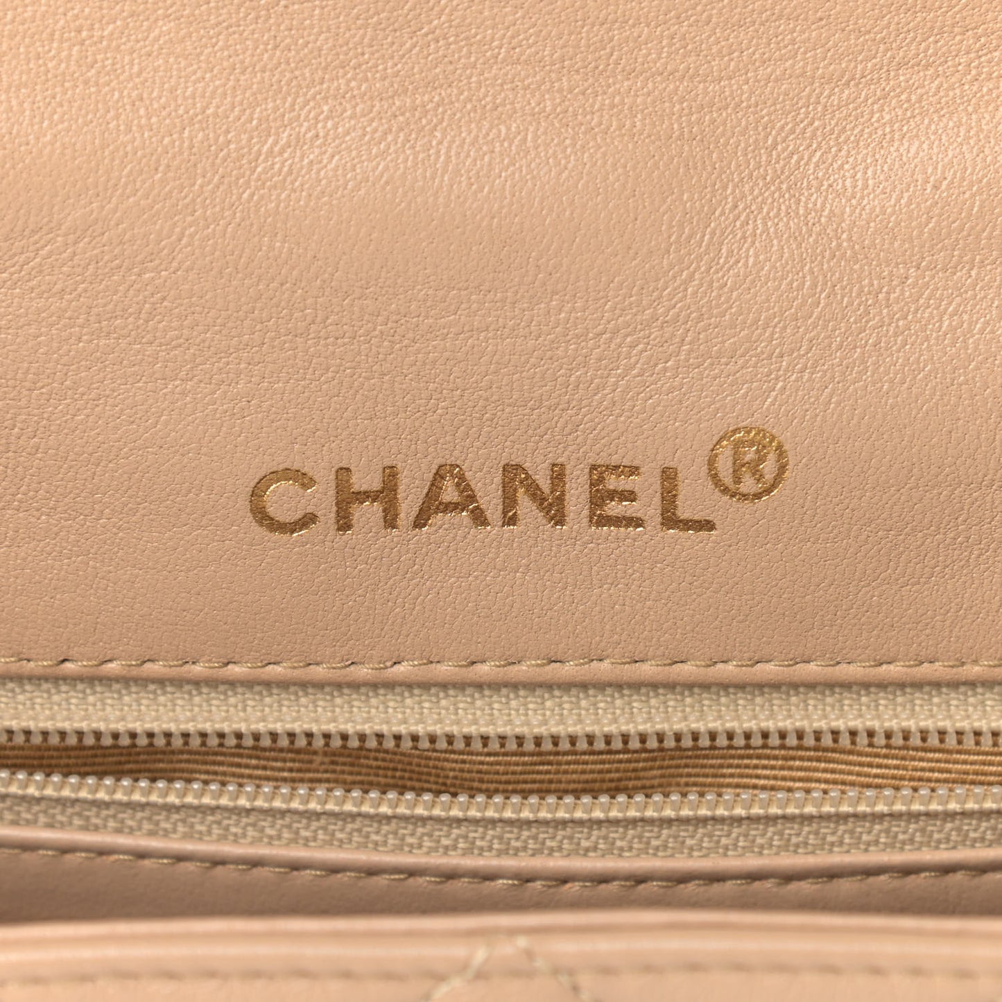 Lambskin Quilted Small Single Flap Beige