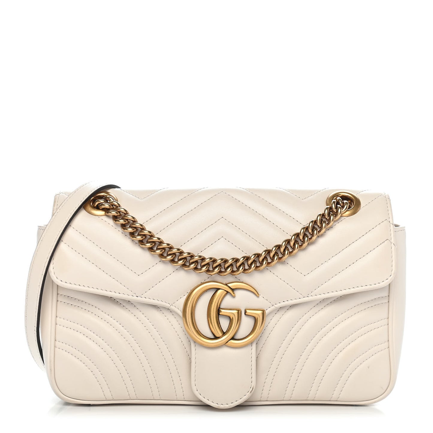 Calfskin Matelasse Small GG Marmont Shoulder Bag White