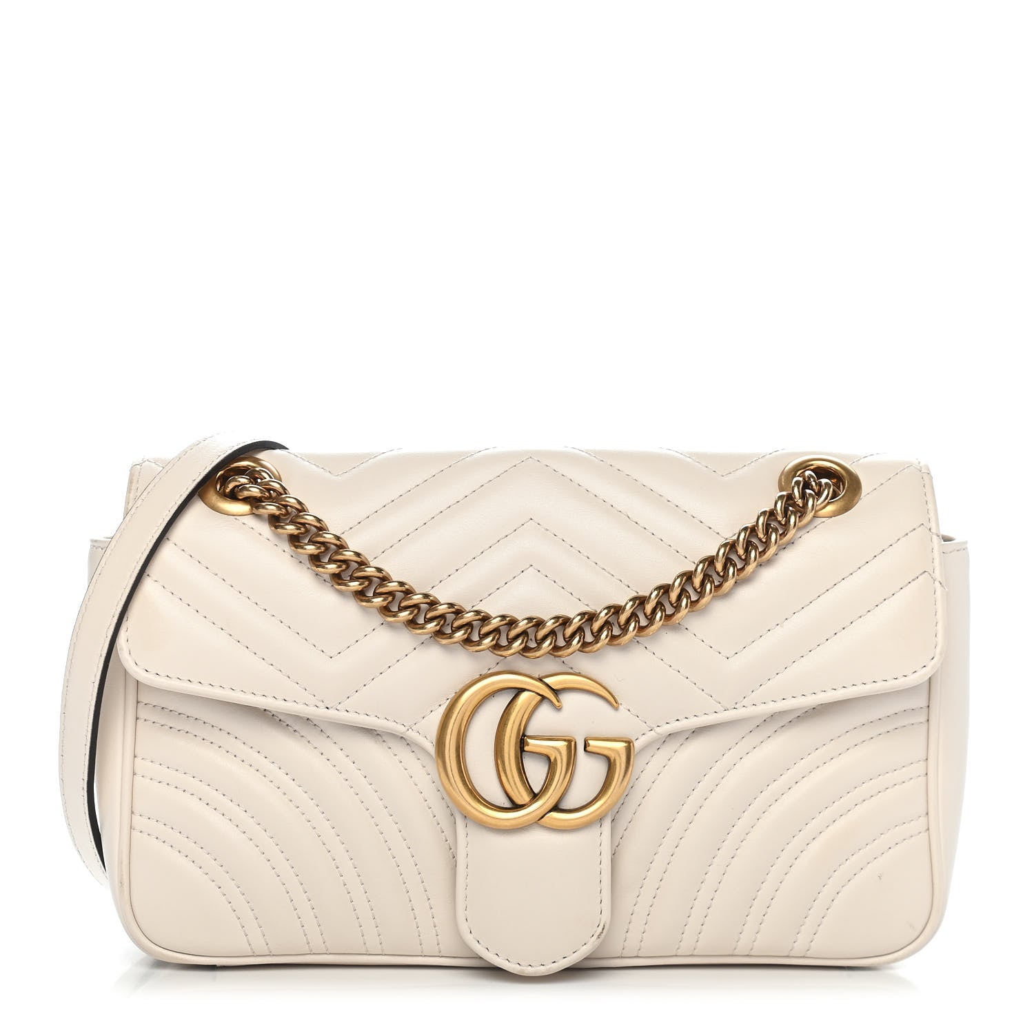 Gucci Calfskin Matelasse Small GG Marmont Shoulder Bag White 1 of 9