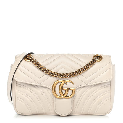 Gucci Calfskin Matelasse Small GG Marmont Shoulder Bag White 1 of 9