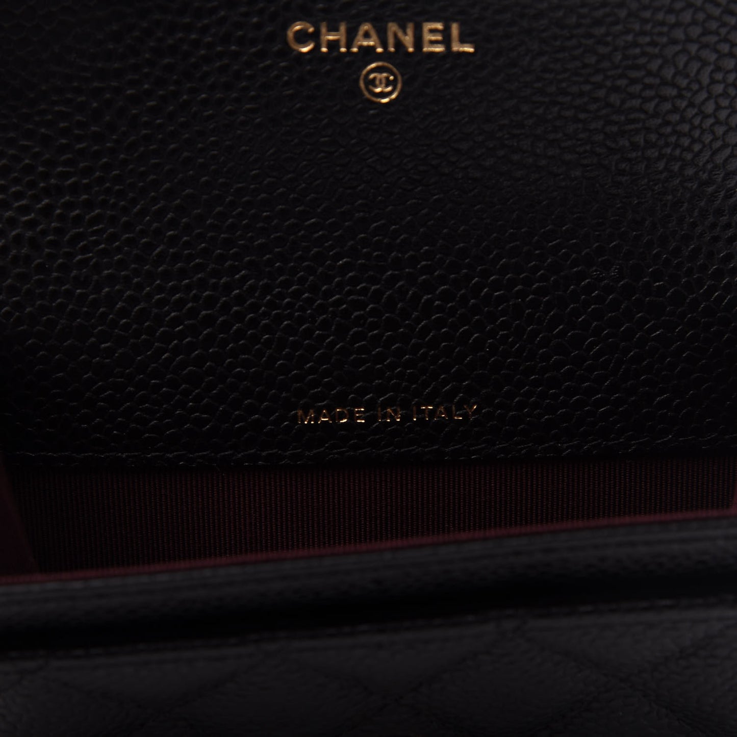 Caviar Quilted Flap Card Holder Wallet Black