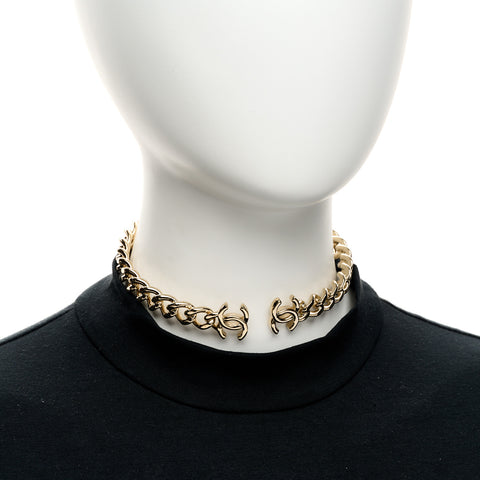 Metal CC Chain Link Choker Necklace L Gold