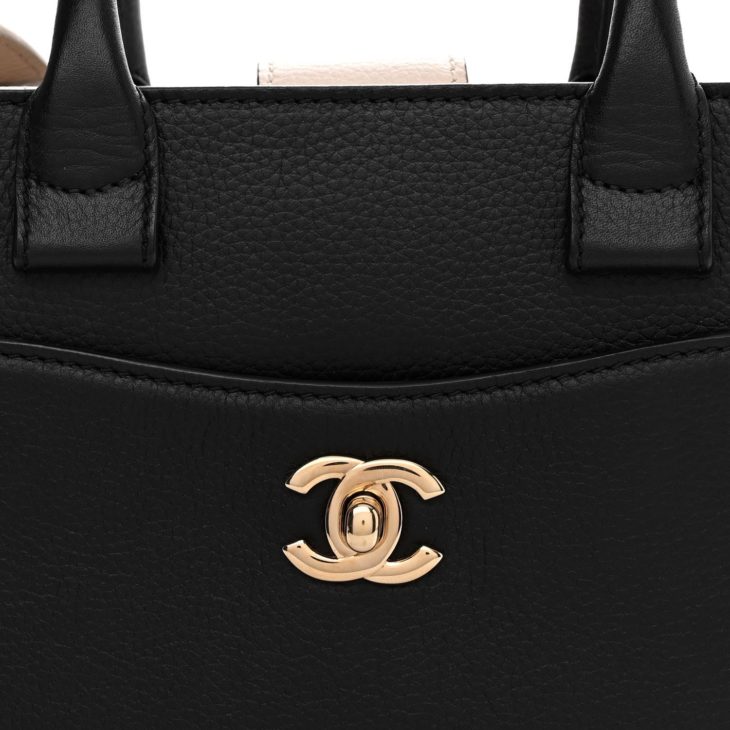 Chanel Grained Calfskin Mini Bi-Color Neo Executive Shopper Tote Black Beige 9 of 12
