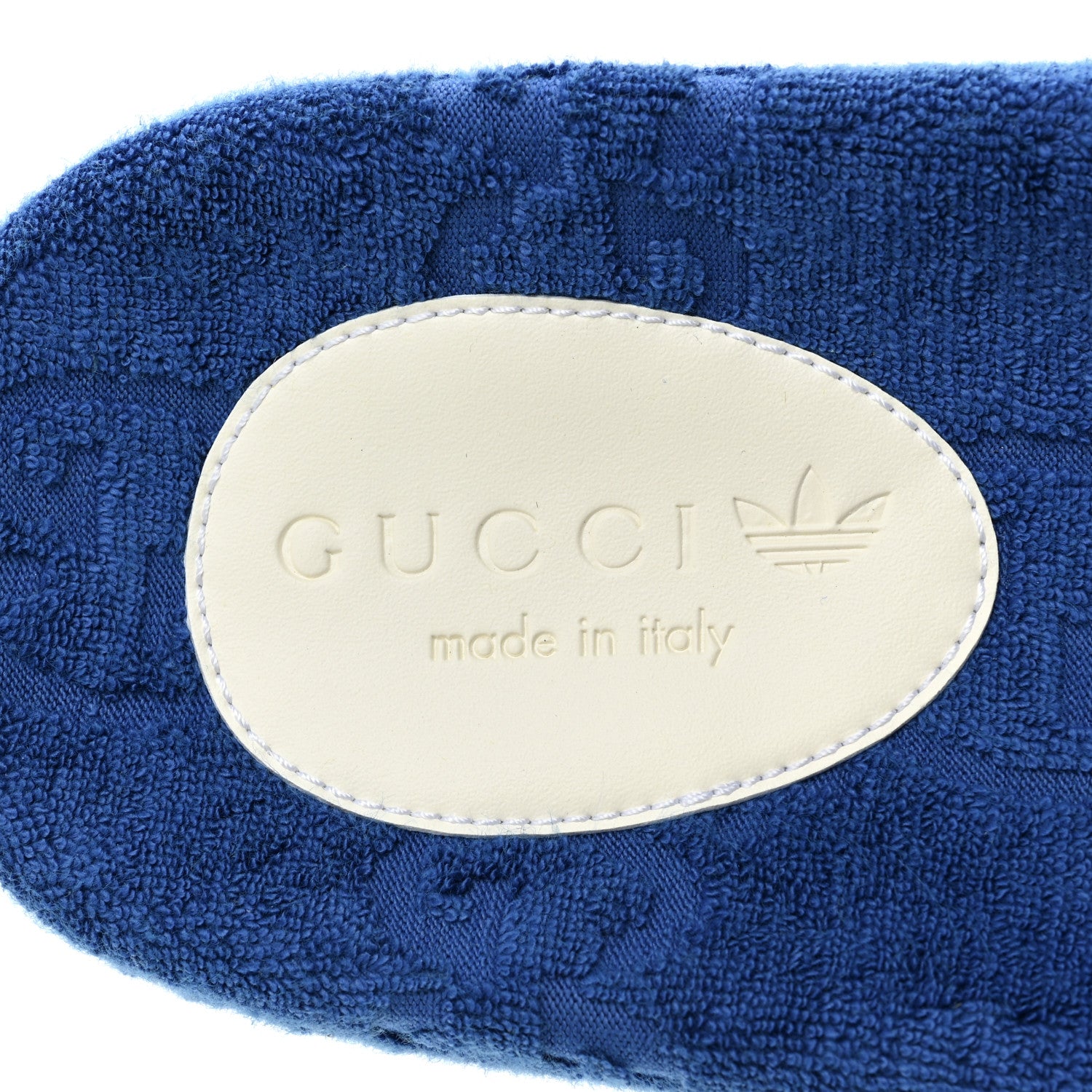 Gucci X ADIDAS Terry Cloth Trefoil GG Monogram Mens Platform Sandals 10 Oriental Blue Mystic White 7 of 7