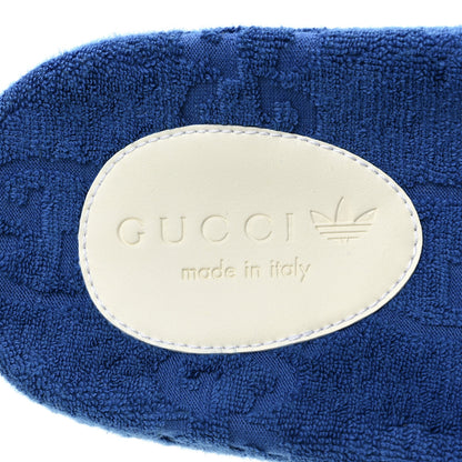 Gucci X ADIDAS Terry Cloth Trefoil GG Monogram Mens Platform Sandals 10 Oriental Blue Mystic White 7 of 7