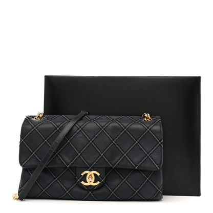 Chanel Iridescent Calfskin Triple Stitched Medium Flap Navy 16 of 16