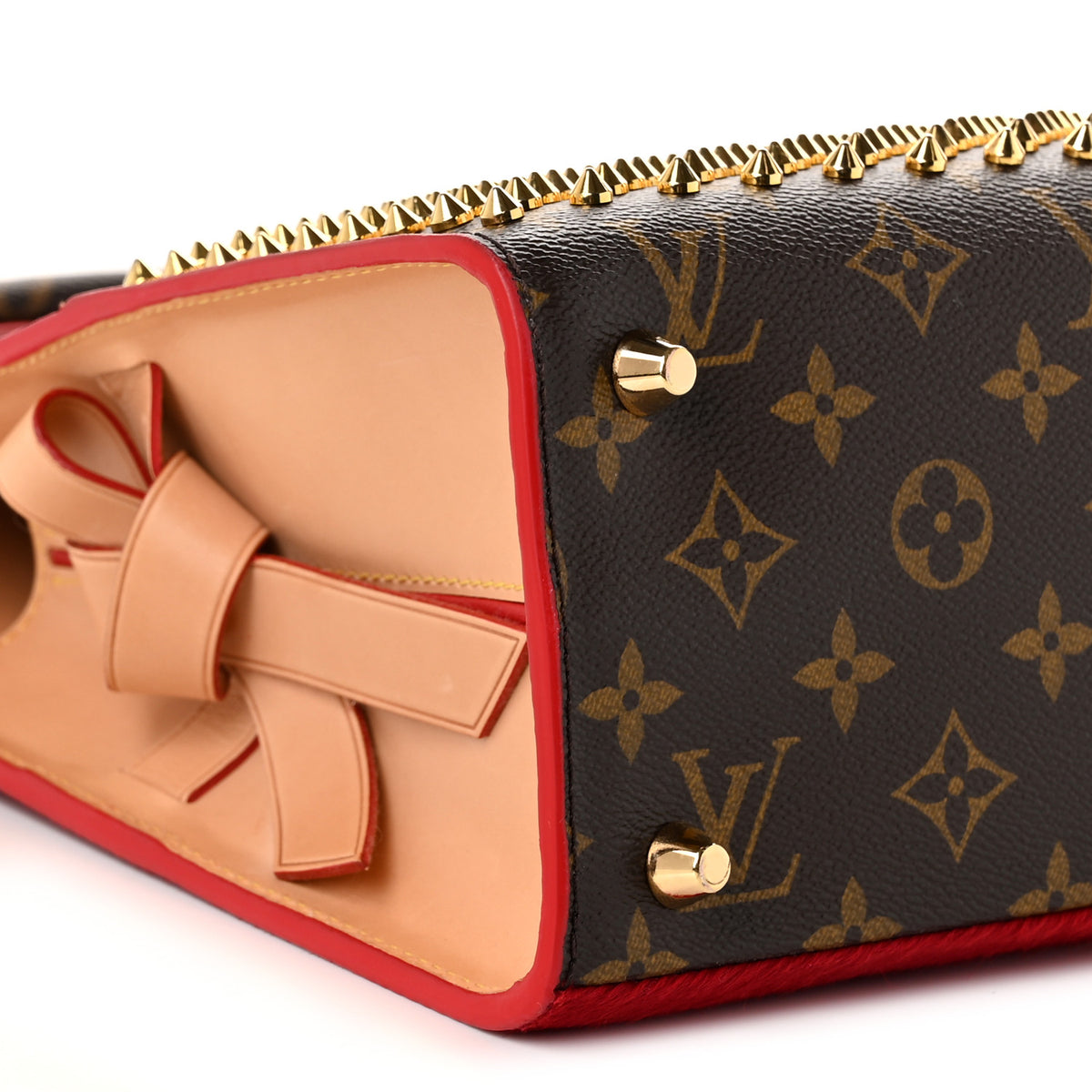 Louis Vuitton Monogram Calf Hair Spikes Iconoclasts Christian Louboutin Tote Red 8 of 9