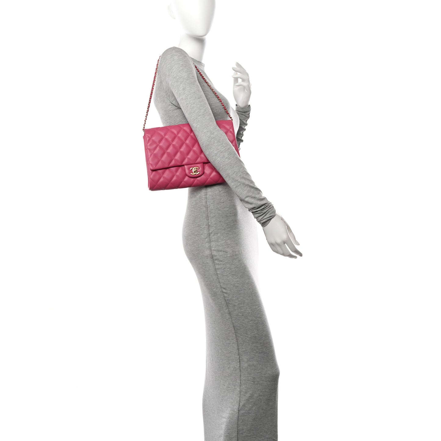 Lambskin Quilted Clutch With Chain Flap Pink