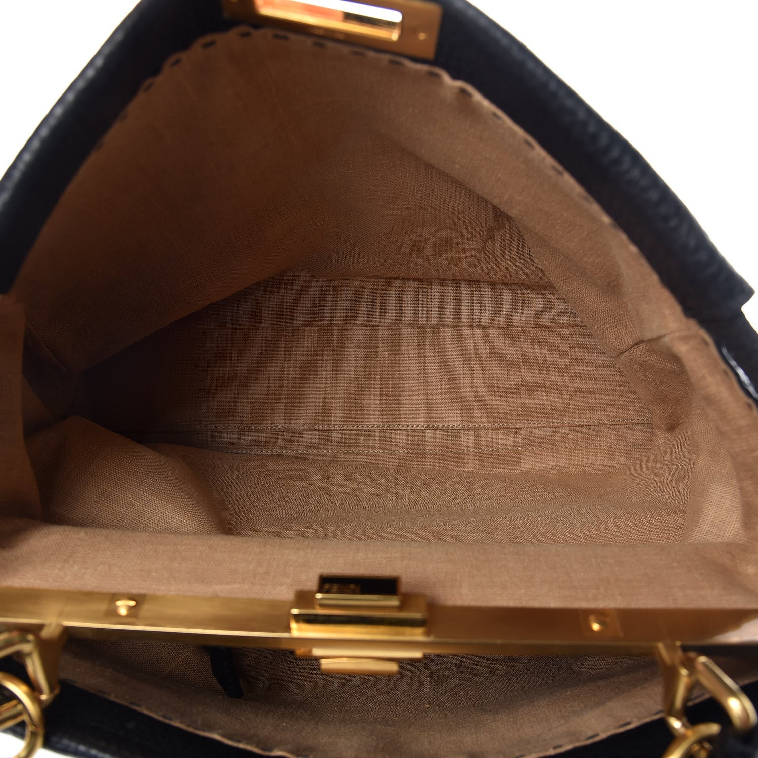 Fendi Cuoio Romano Selleria Large Peekaboo Iconic Satchel Black Moro 6 of 10