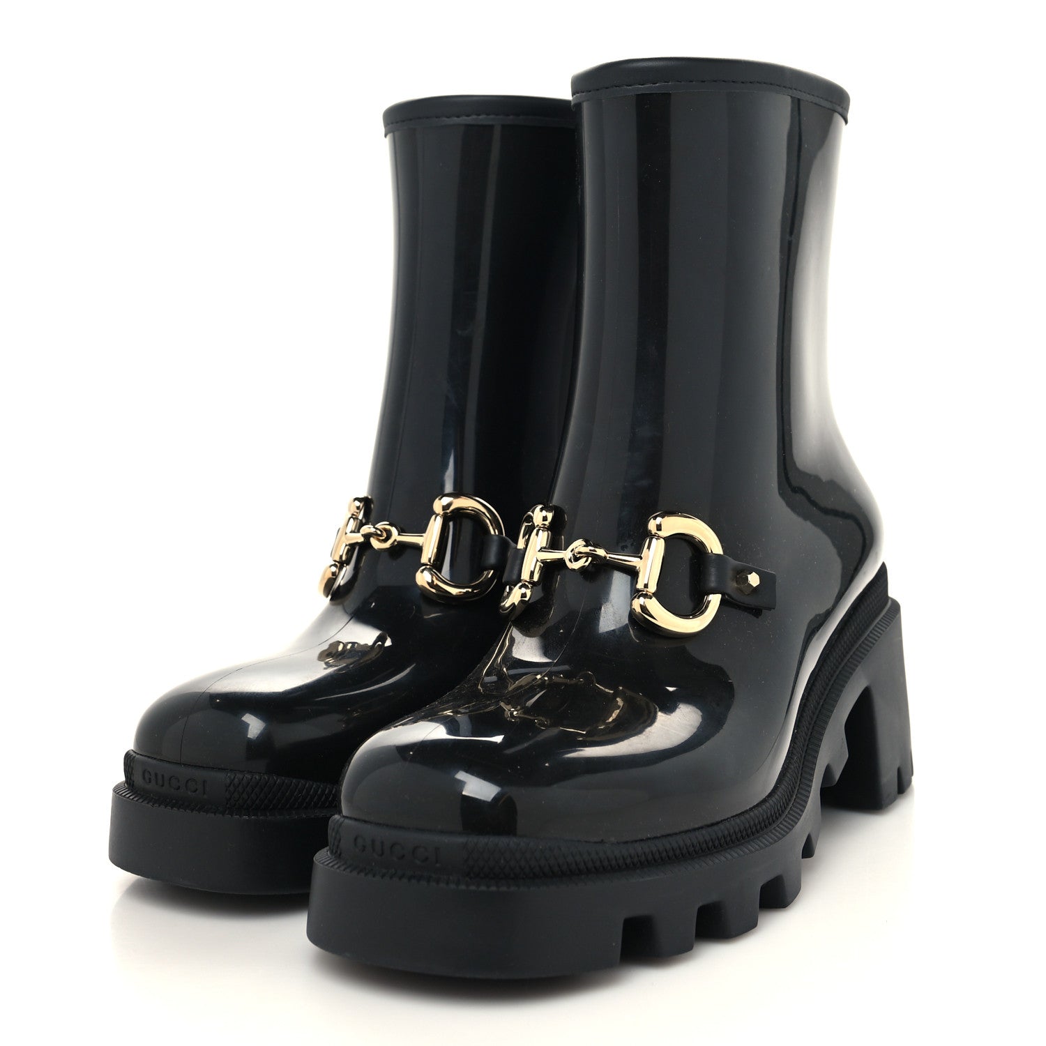 Gucci Rubber Womens Horsebit Ankle Boots 36 Black 3 of 8