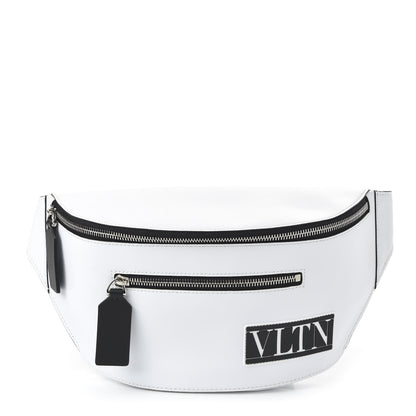 Valentino Garavani Calfskin VLTN Belt Bag White Black 1 of 9