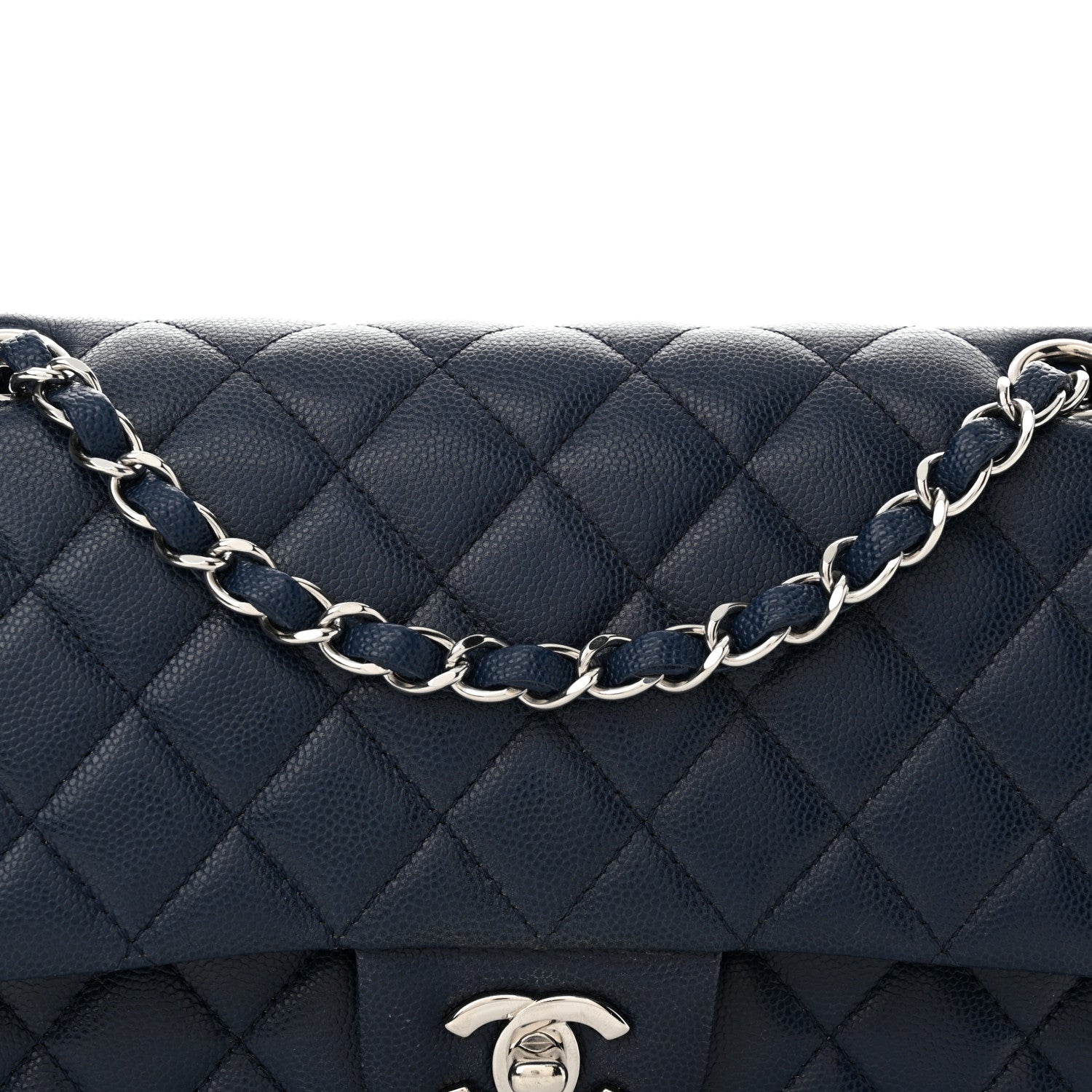 Chanel Caviar Quilted Medium Double Flap Navy 8 of 13