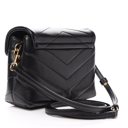 Saint Laurent Calfskin Y Quilted Monogram Toy Loulou Crossbody Bag Black 2 of 9