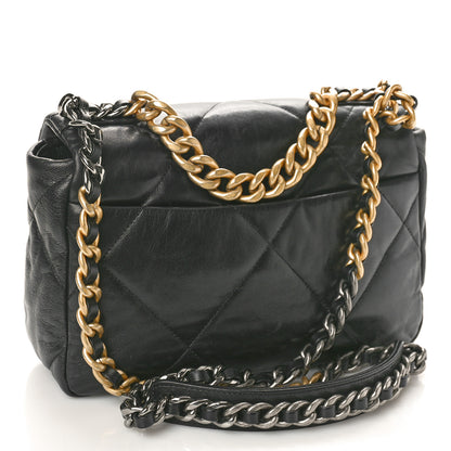 Chanel Shiny Goatskin Quilted Medium Chanel 19 Flap Black 3 of 10