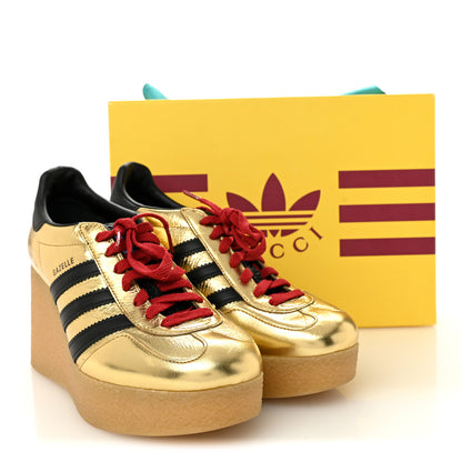 Gucci X ADIDAS Ginza Calfskin Demetra Gazelle Wedge Sneakers 39.5 King Gold Black 10 of 10