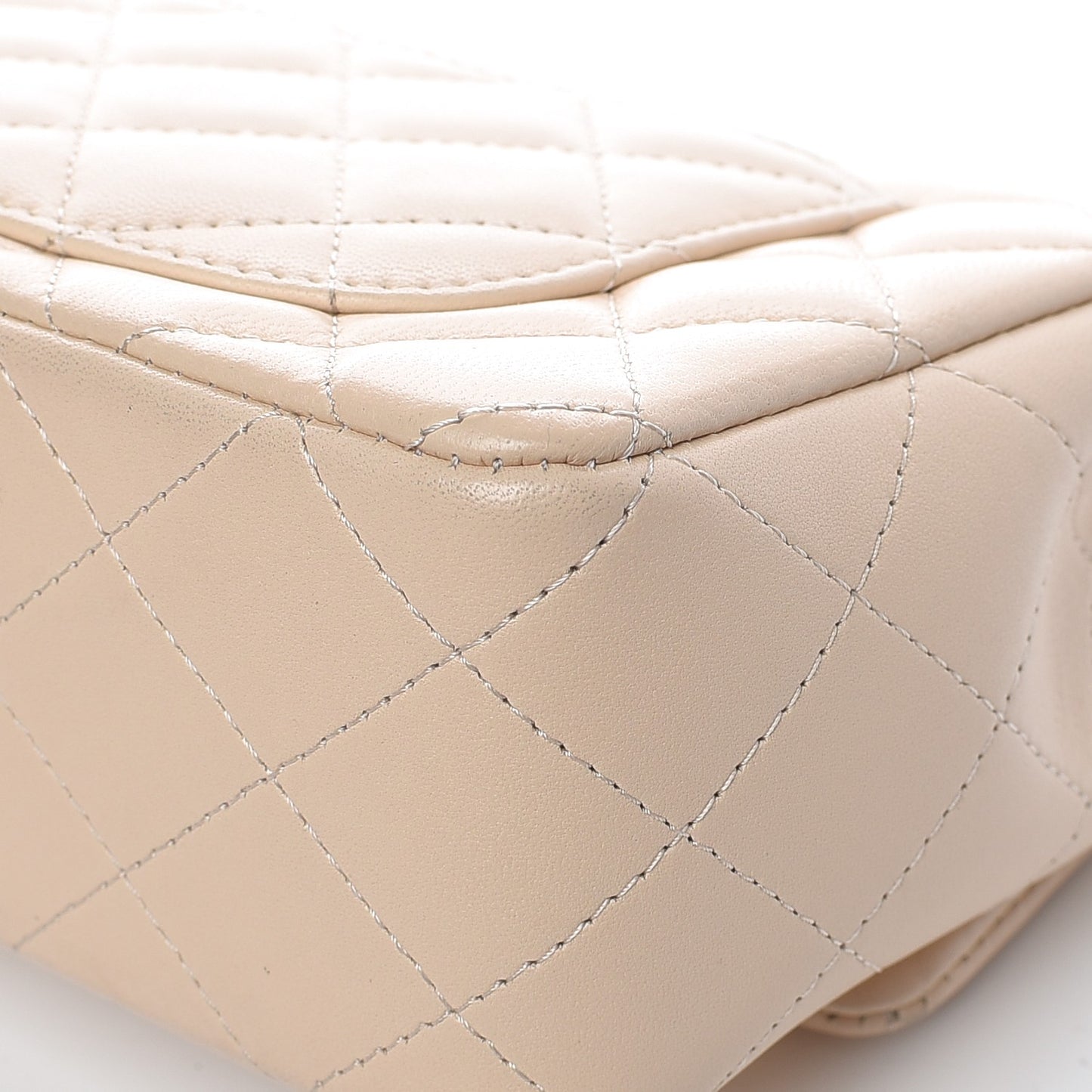 Lambskin Quilted Mini Rectangular Flap Beige