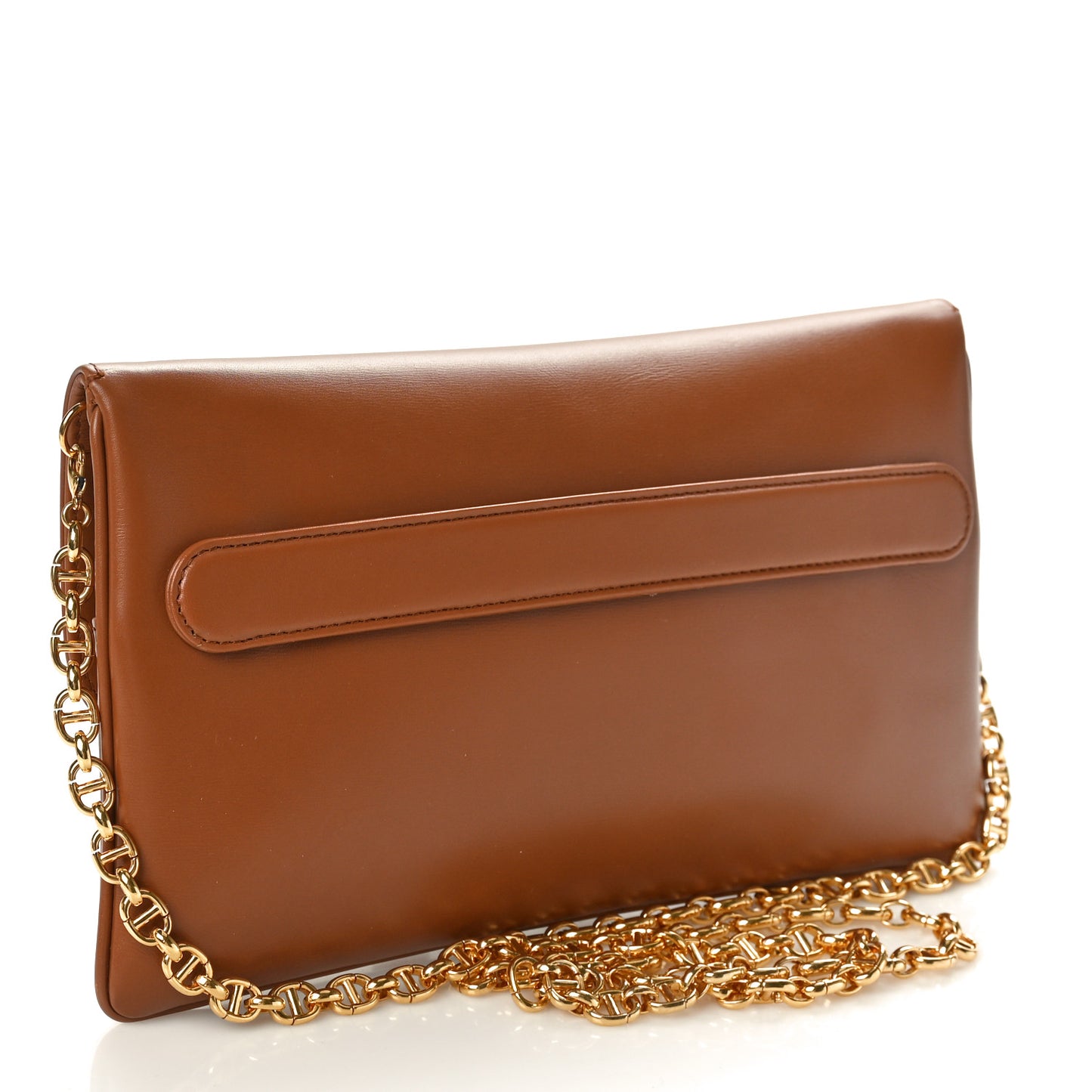 Smooth Calfskin Medium Diordouble Chain Bag Brown