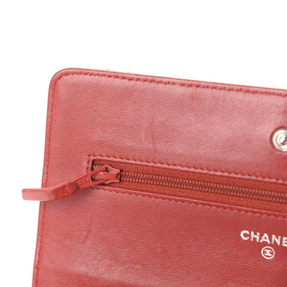 Chanel Lambskin Quilted Wallet On Chain WOC Red Pink 13 of 16