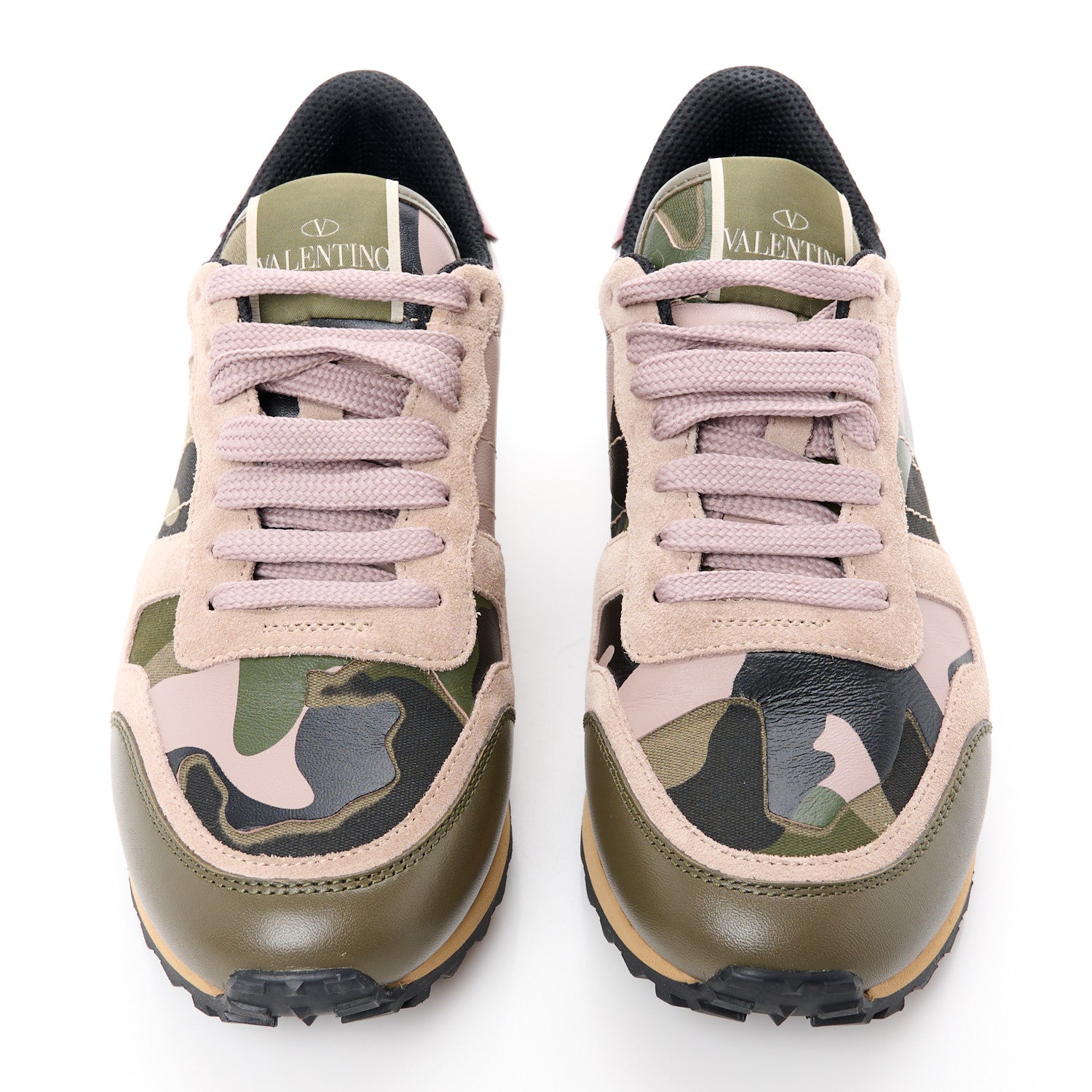 Valentino Garavani Fabric Suede Camouflage Womens Rockrunner Sneakers 36 Army Green Beige 2 of 9