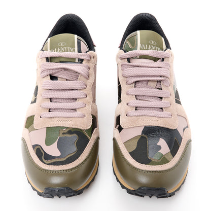 Valentino Garavani Fabric Suede Camouflage Womens Rockrunner Sneakers 36 Army Green Beige 2 of 9