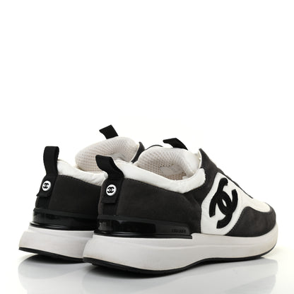 Chanel Nylon Suede Calfskin CC Sneakers 39 White Dark Grey 4 of 12