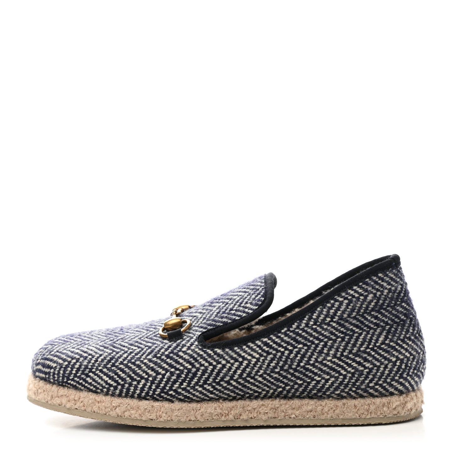 Covered Wool Herringbone Mens Fria Horsebit Loafers 7.5 Space Blue Oatmeal