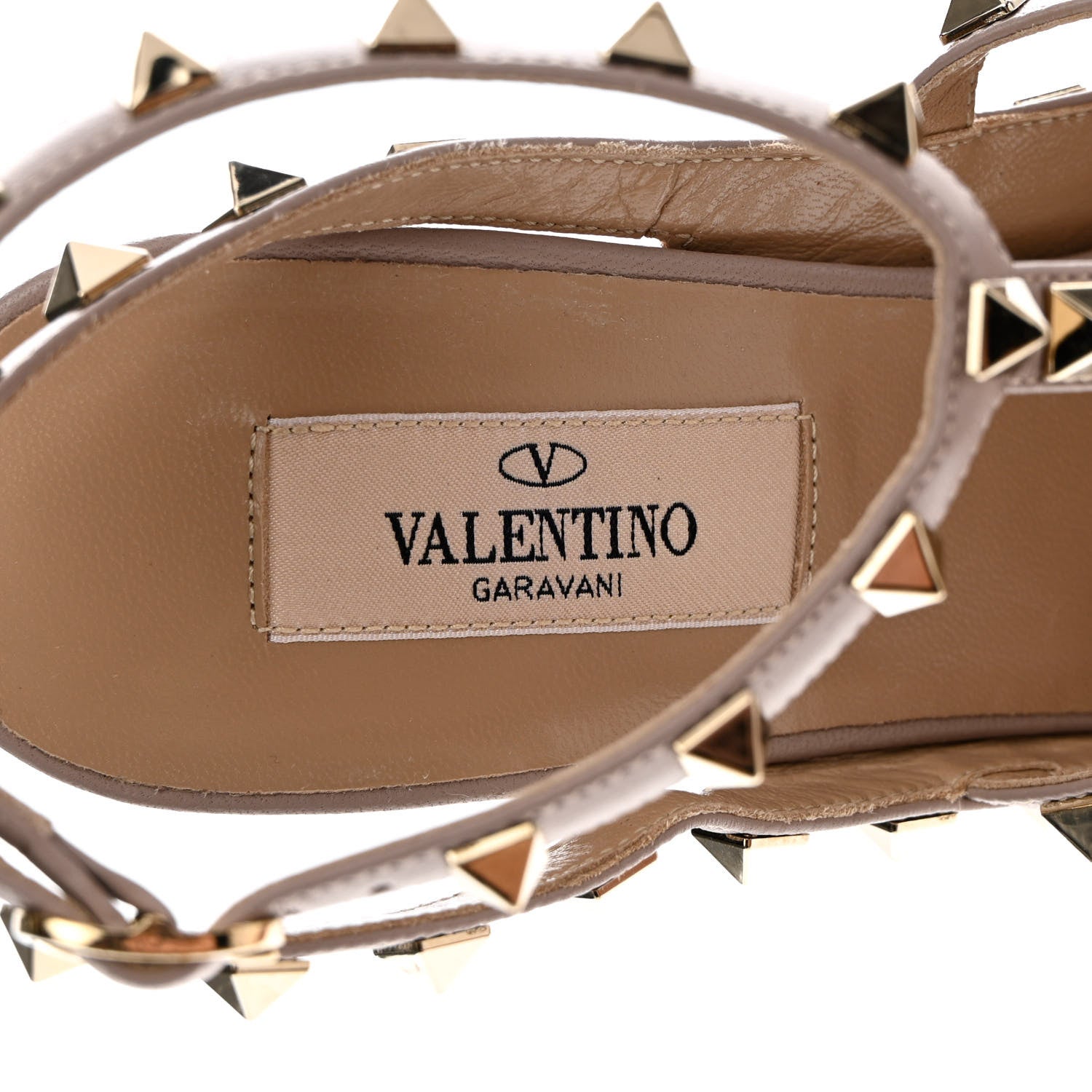 Valentino Garavani Patent Rockstud Ankle Strap Pumps 38.5 Poudre 7 of 9