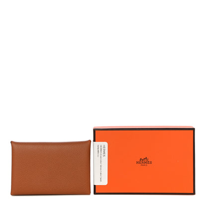 Hermes Evercolor Calvi Verso Card Case Gold Beige De Weimar 10 of 10