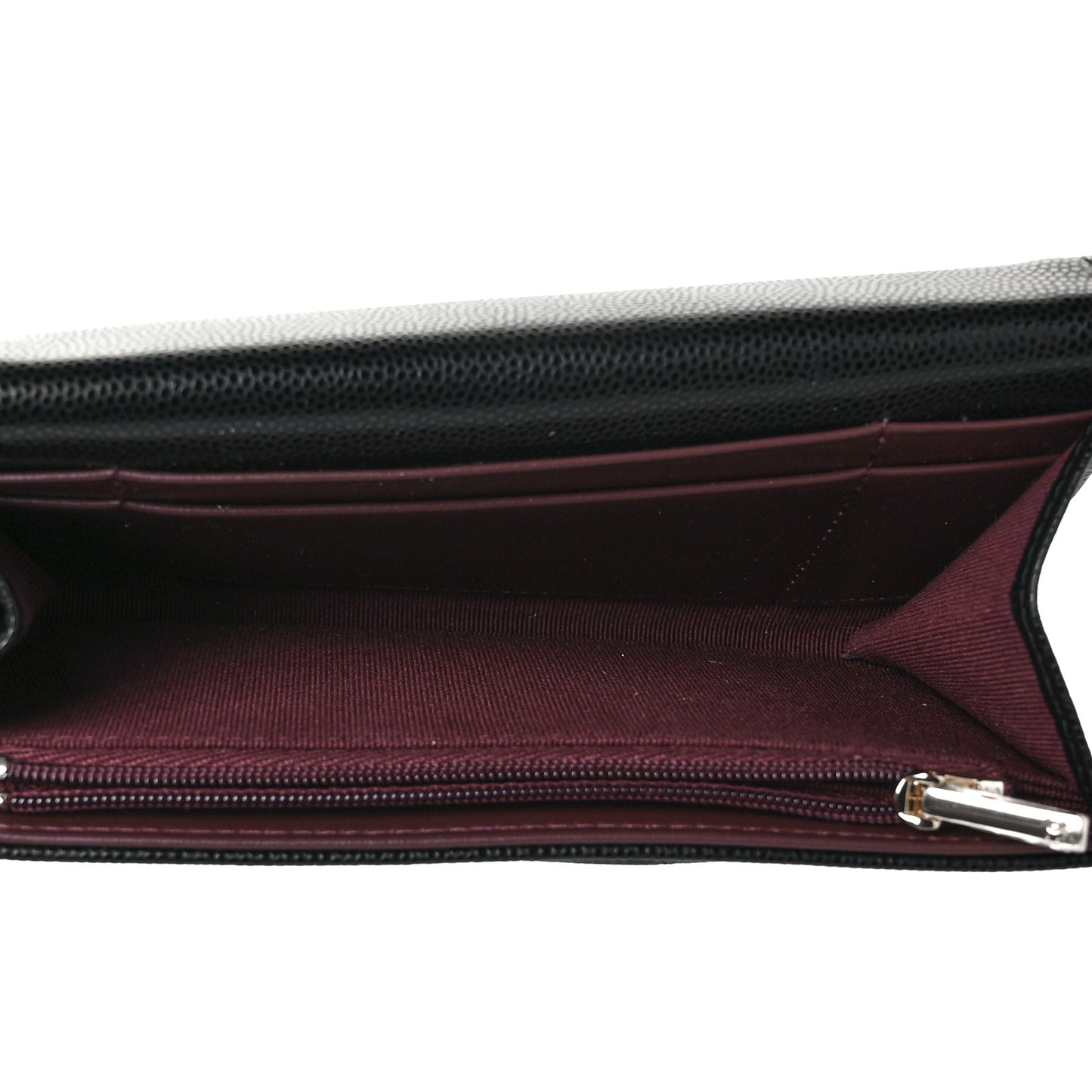 Caviar Quilted Medium Gusset Flap Wallet Black