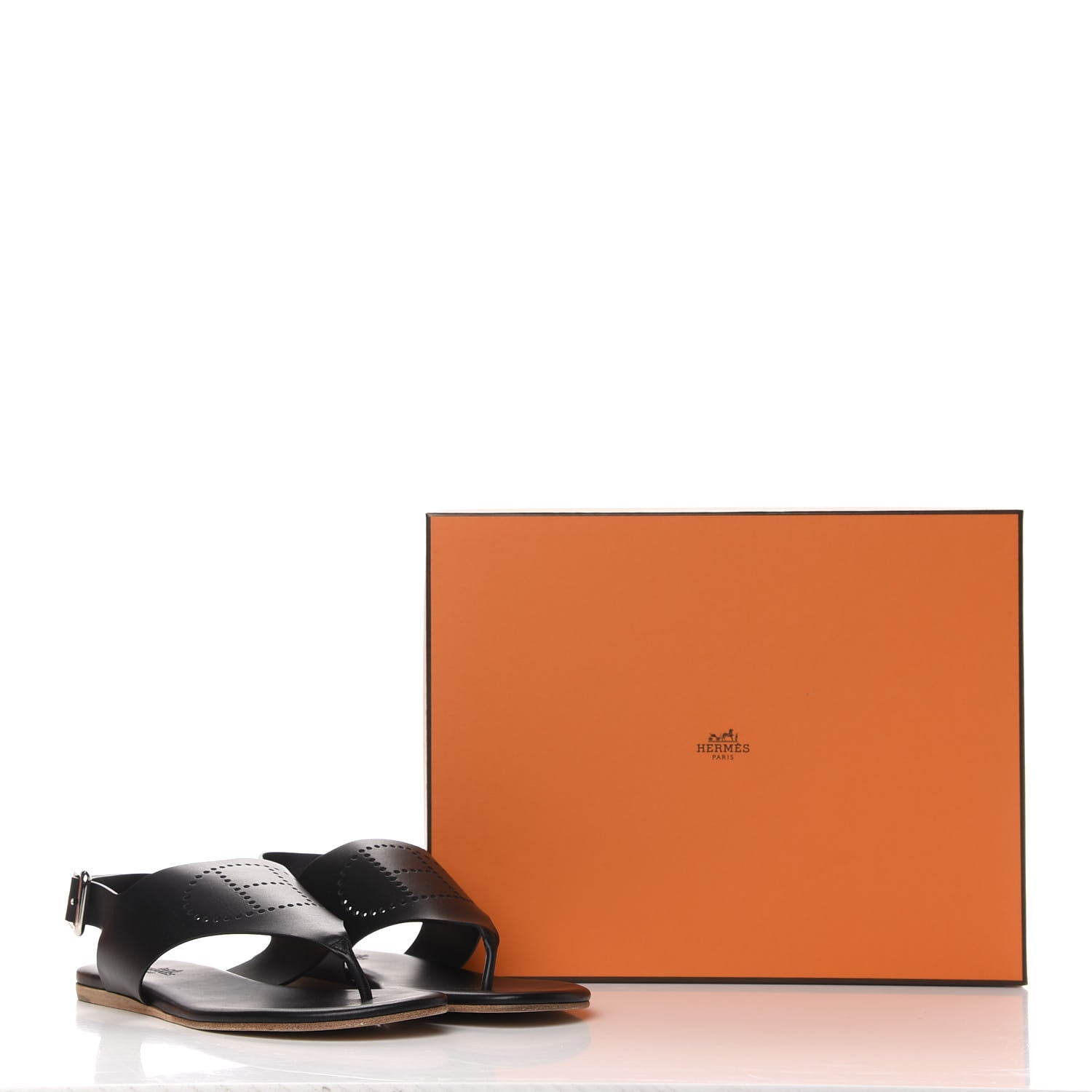 Hermes Calfskin Kola Sandals 36.5 Black 9 of 9
