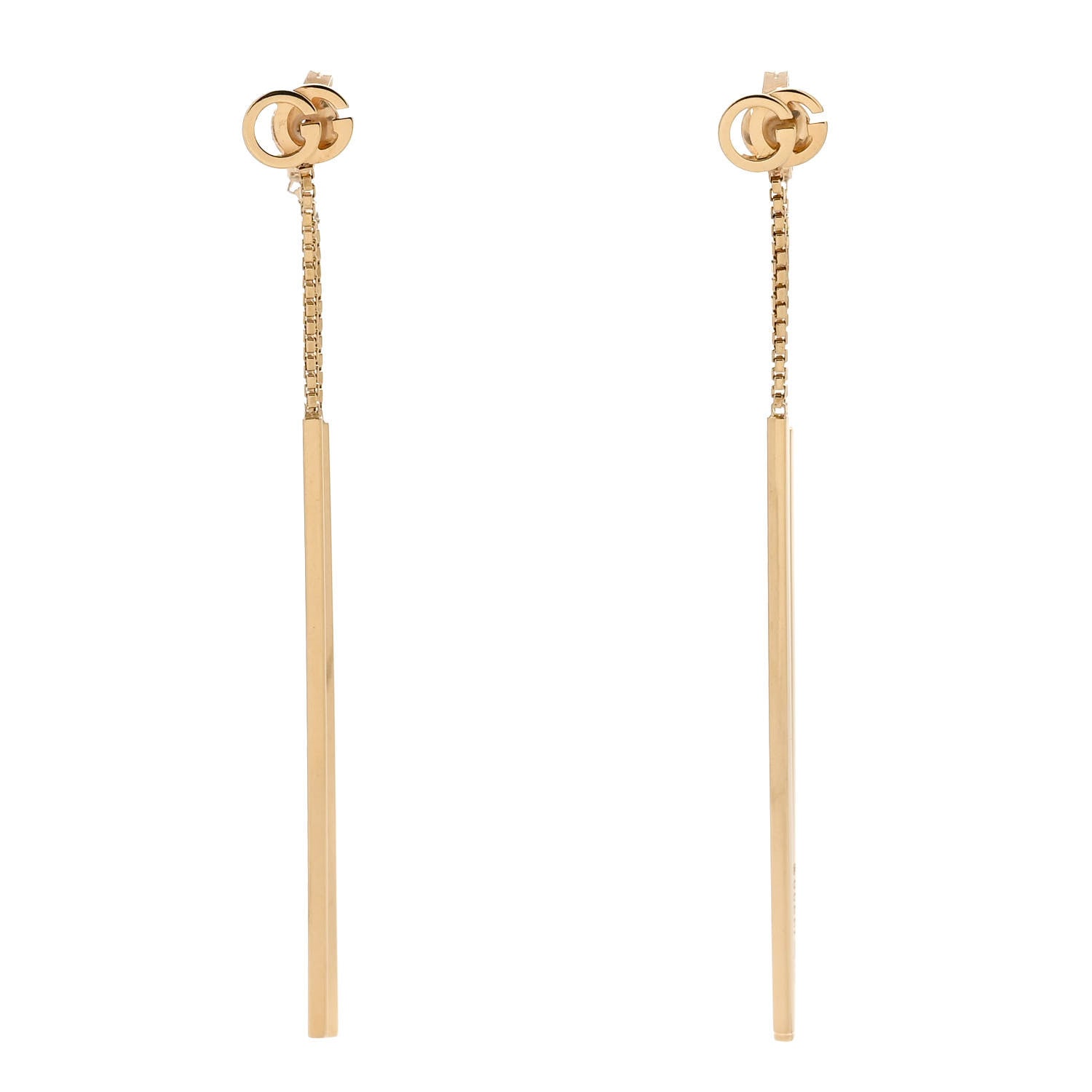 Gucci 18K Yellow Gold Running G Drop Chain Earrings 1 of 5