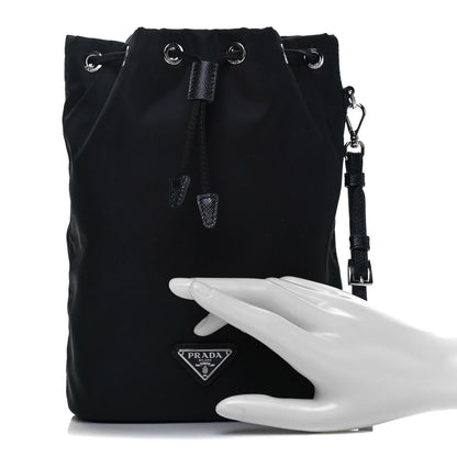 Prada Saffiano Tessuto Nylon Vela Bucket Wristlet Black 2 of 9