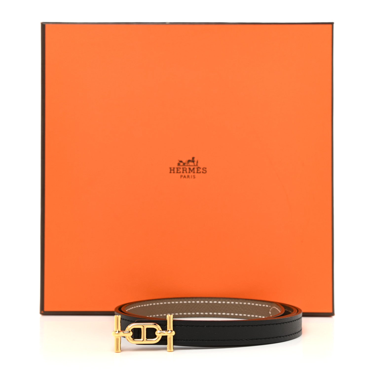 Hermes Swift Epsom 13mm Ancre Belt 70 Black Etoupe 9 of 9