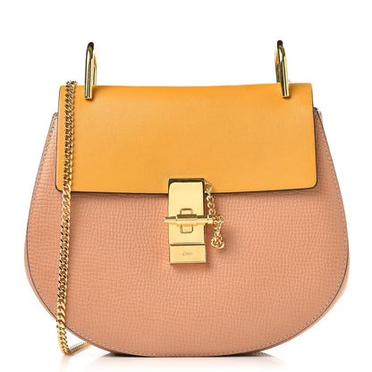 Chloe Grained Calfskin Lambskin Drew Shoulder Bag Wet Sand Sunflower 1 of 7
