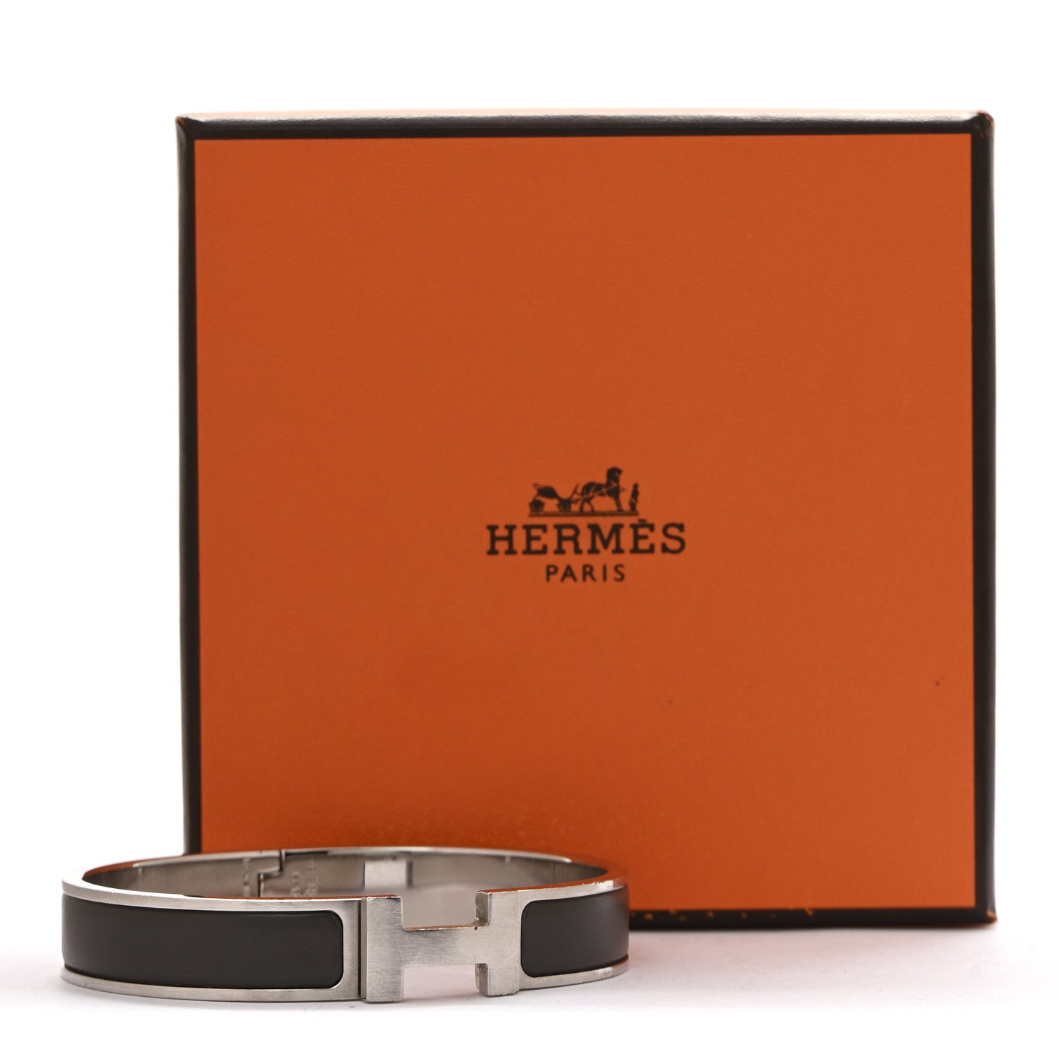 Hermes Matte Enamel Narrow Clic Clac H Bracelet GM Gris Etain