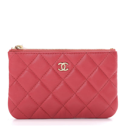 Chanel Lambskin Quilted Cosmetic Case Red 1 of 7