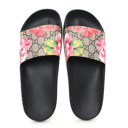 Gucci GG Supreme Monogram Blooms Slide Sandals 40 Beige Multicolor 2 of 9