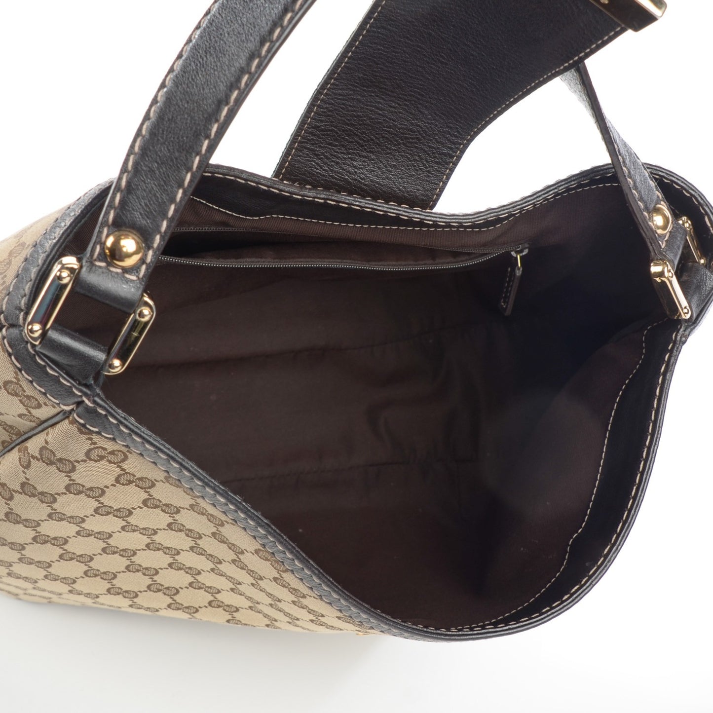 Monogram Large New Ladies Web Hobo Dark Brown