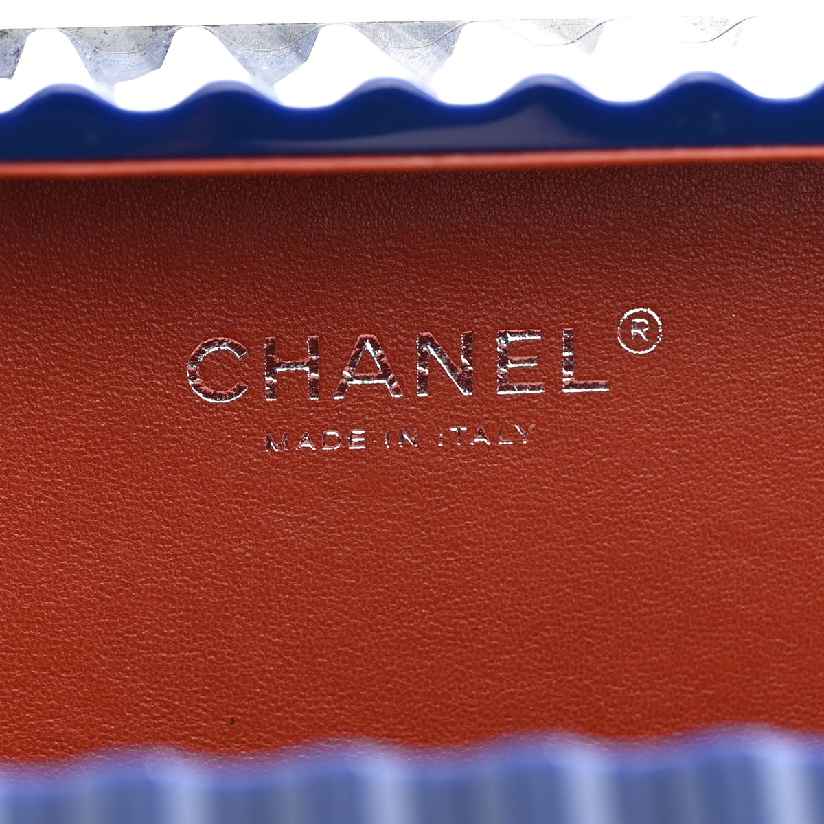 Resin Enamel CC Shipping Container Signature Minaudiere Clutch Blue